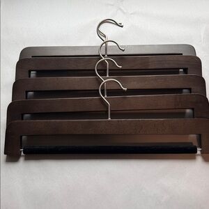 5 Pant hangers heavy duty Wooden Felt slacks trousers unisex quality heavy duty